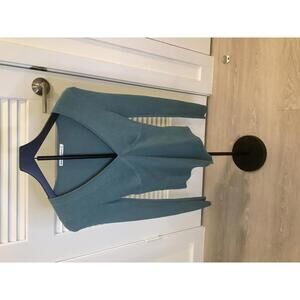 Abercrombie & Fitch Sage Green Ribbed Knit Long Sleeve V Neck Bodysuit Top Small